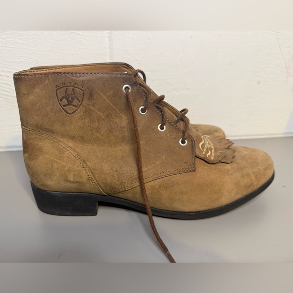 Ariat Women's Boot Size Kiltie Lace Up Paddock Tan Leather - Picture 4 of 8